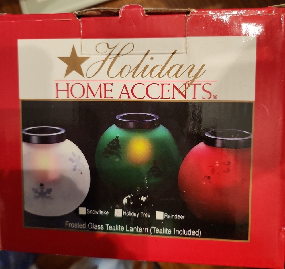 Holiday Home Accents Vintage Holiday Tree Frosted Glass Tealight Lantern
